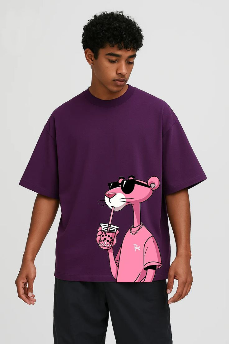 PURPLE SOLID ROUND NECK TEE