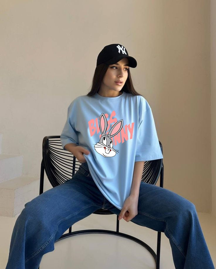 DROP SHOULDER SKY BLUE TEE