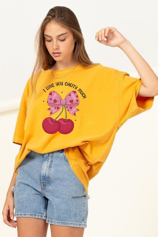 YELLOW DROP SHOULDER CHERR MUCH T SHIRT