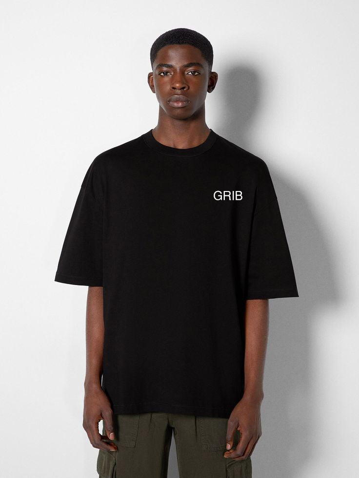 GRIB BLACK DROP SHOULDER T-SHIRT