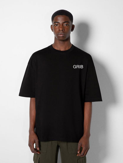 GRIB BLACK DROP SHOULDER T-SHIRT