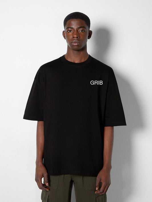 GRIB BLACK DROP SHOULDER T-SHIRT